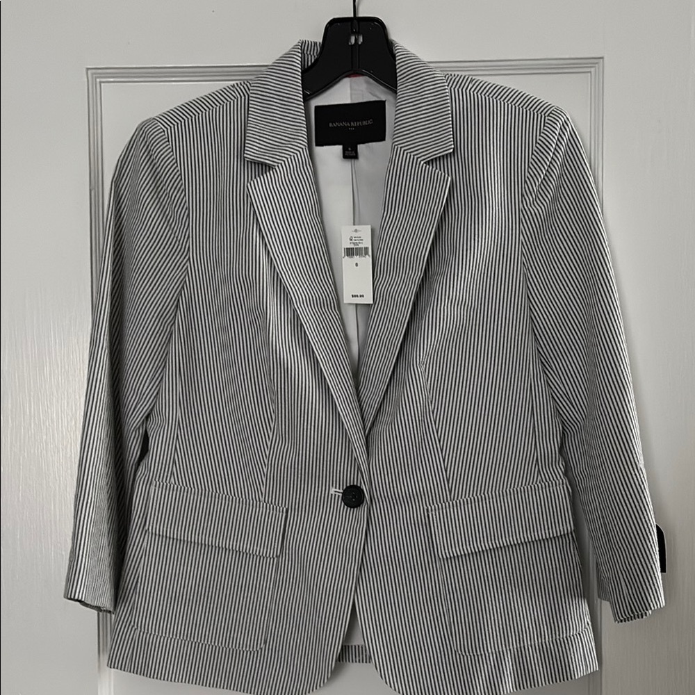 Banana Republic Pinstripe Blazer in Black and White